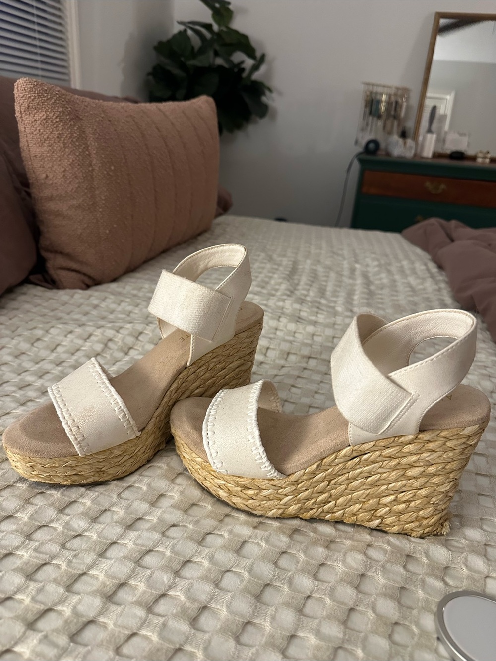 Altar'd State Cream Espadrille Platform Wedge Sandals